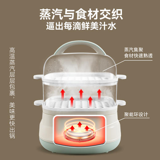 小熊（Bear）DZG-C60Q8 电蒸锅 蒸蛋器 蒸锅家用 电蒸笼迷你多功能早餐包子分体式电热煮锅可定时带积汁盘  【高性价比】6L容量 商品图4