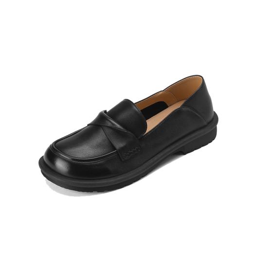 西村名物2023秋季新品圆头平底粗跟深口鞋舒适乐福鞋T23AM12421 商品图12