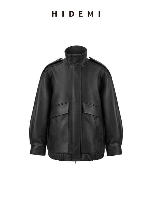 HIDEMI 小男孩系列新西兰复古做旧擦色羊皮工装口袋设计感皮夹克真皮皮衣大衣 商品图8