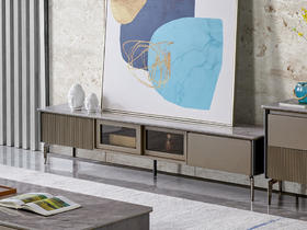 栖居简者 电视柜板木+钢架+亮光岩板[免费送装，偏远地区除外]