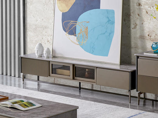 栖居简者 电视柜板木+钢架+亮光岩板[免费送装，偏远地区除外] 商品图0