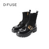 Dfuse迪芙斯冬新款牛皮减龄圆头厚底短靴弹力袜靴DF34116003 商品缩略图5