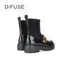 Dfuse迪芙斯冬新款牛皮减龄圆头厚底短靴弹力袜靴DF34116003 商品缩略图6