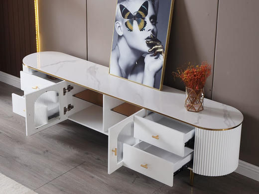 宜臣家具现代简约 电视柜岩板+E1级中纤板+不锈钢[免费送装，偏远地区除外] 商品图1