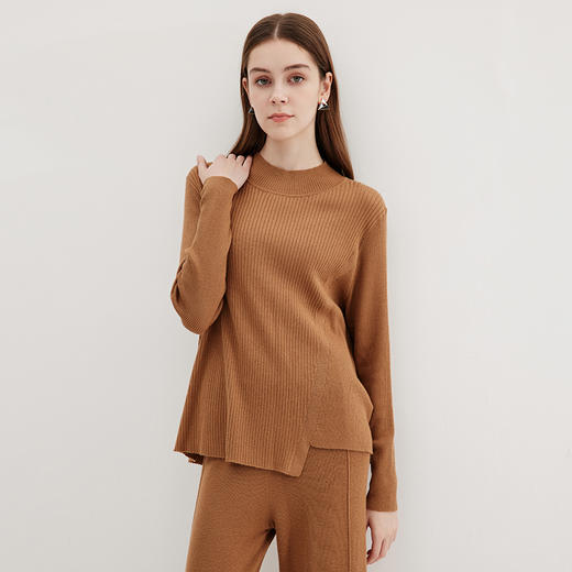 EITIE爱特爱冬季新款时尚气质半高领简约纯色针织衫上衣7201907 商品图2