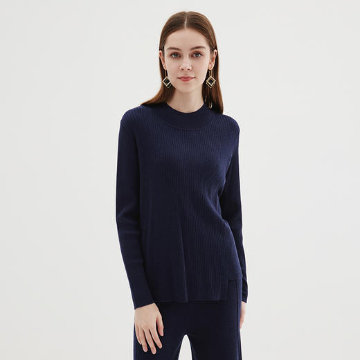 EITIE爱特爱冬季新款时尚气质半高领简约纯色针织衫上衣7201907 商品图8