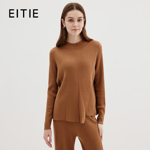 EITIE爱特爱冬季新款时尚气质半高领简约纯色针织衫上衣7201907 商品图0