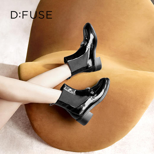Dfuse迪芙斯冬季新款圆头短靴哥特风切尔西靴女DF34116009 商品图9