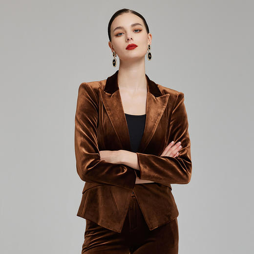 NG118斯尔丽2023秋季新款合体修身金丝绒外套 商品图2