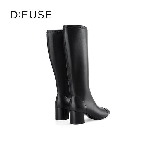 Dfuse迪芙斯冬季新款方头简约粗跟及膝靴瘦瘦长靴DF34117019 商品图6