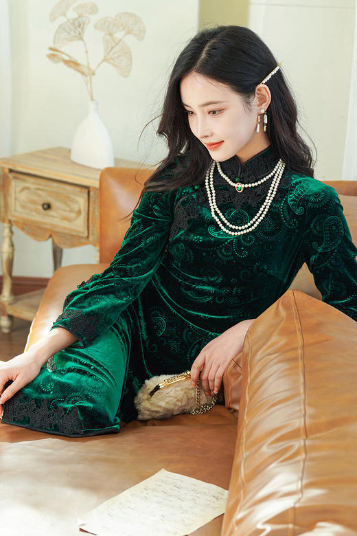 逸红颜明月优选#小高定系列『绿宝石』知否知否，应是绿肥红瘦！贵气古典美学穿搭！ 商品图7