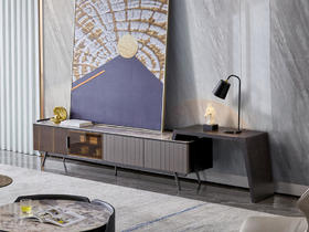 栖居简电视柜板木+钢架+玻璃+亮光岩板[免费送装，偏远地区除外]