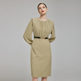 NG834斯尔丽2023秋季立新款体袖玻璃纱袖子时尚职场韩版名媛气质连衣裙