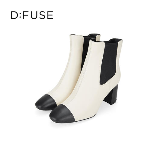 Dfuse迪芙斯冬季新款方头小香风切尔西靴粗跟短靴DF34116014 商品图8