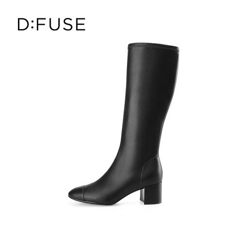 Dfuse迪芙斯冬季新款方头简约粗跟及膝靴瘦瘦长靴DF34117019 商品图4