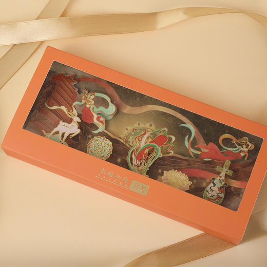 「五件套！礼盒装」敦煌场景国潮文创礼物金属古风书签礼盒装 学生商务礼品送老师文化用品 商品图1