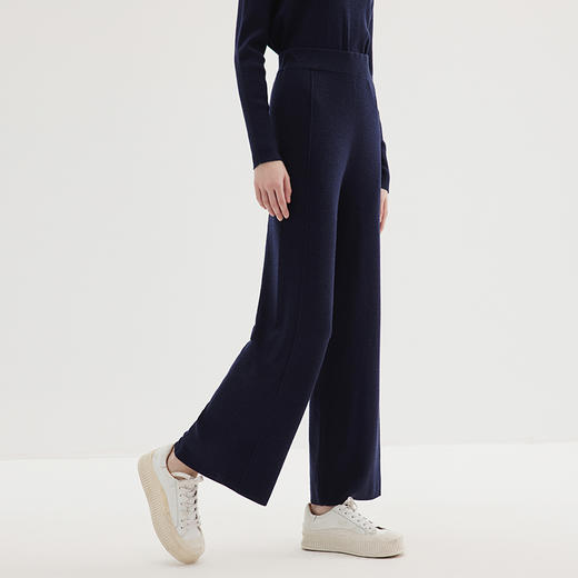 EITIE爱特爱冬季新款女装宽松休闲裤女简约气质针织阔腿裤7201910 商品图2