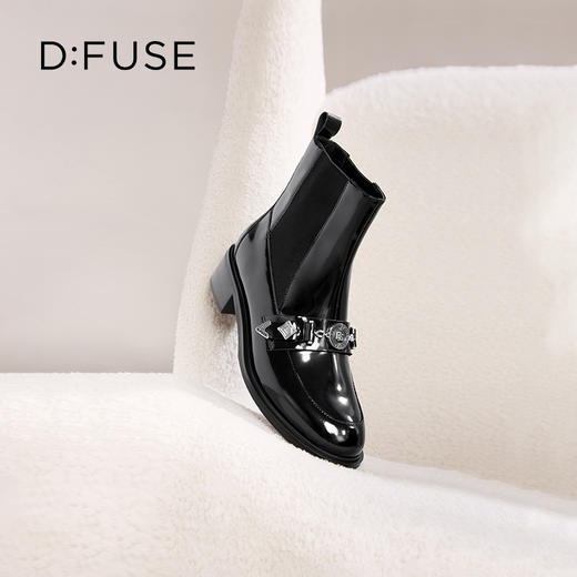 Dfuse迪芙斯冬季新款圆头短靴哥特风切尔西靴女DF34116009 商品图10