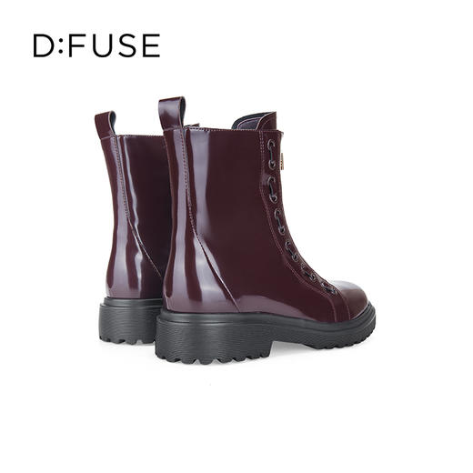 Dfuse迪芙斯冬季新款牛皮圆头拉链马丁靴厚底短靴DF34116111 商品图10