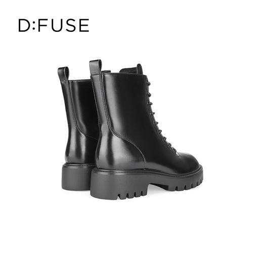 Dfuse迪芙斯冬季新款油皮厚底短靴闪钻系带马丁靴DF34116051 商品图6