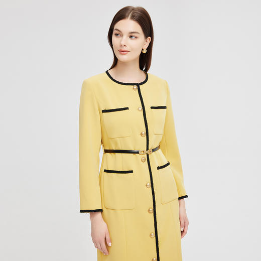 NG838斯尔丽2023秋季新款撞色编织织带小香风感连衣裙 商品图2