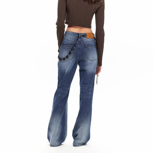 NUTH “斜向渐变”｜蓝色渐变牛仔裤倾斜切割拼接设计微喇长裤 商品图2