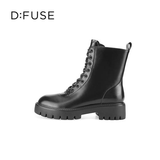 Dfuse迪芙斯冬季新款油皮厚底短靴闪钻系带马丁靴DF34116051 商品图4