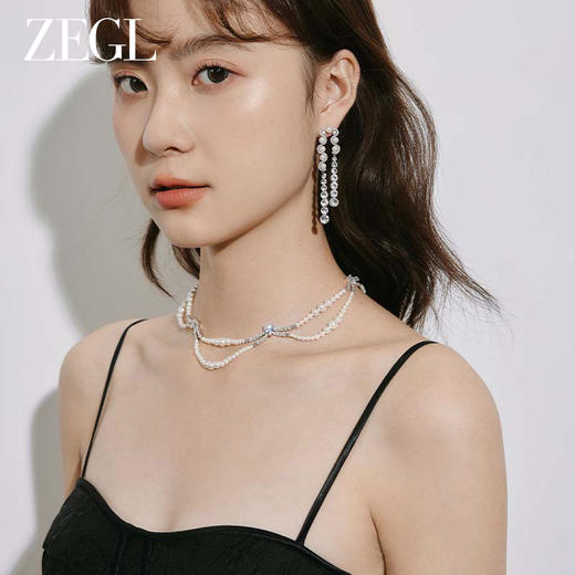 ZEGL设计师贝壳心事系列法式人造珍珠项链女轻奢小众高级感锁骨链 商品图1