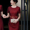 MLY秋季过膝中长喜婆婆婚宴装结婚礼服钉珠连衣裙 商品缩略图5