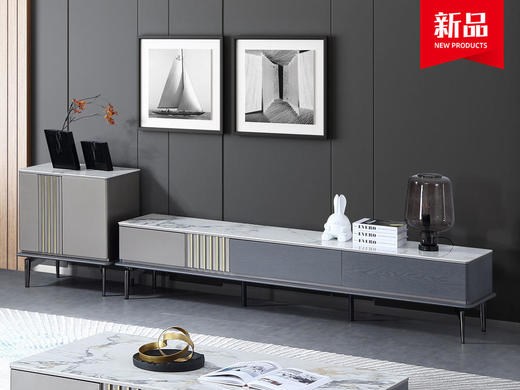 金简 现代简约 电视柜新西兰松木，环保E1板，碳素钢脚，冷翡翠岩板[免费送装，偏远地区除外] 商品图0