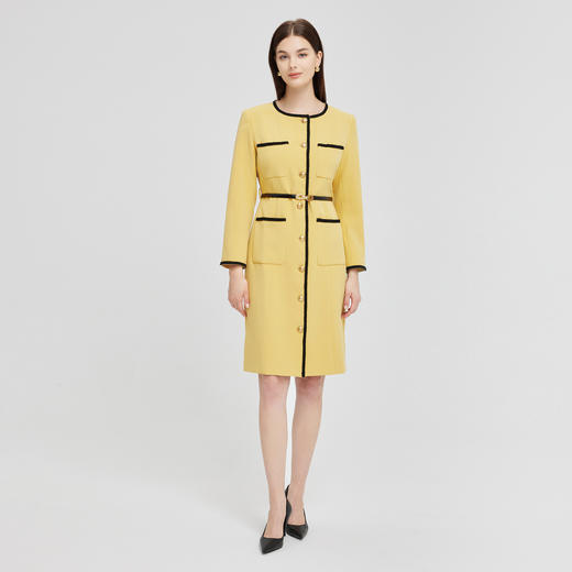 NG838斯尔丽2023秋季新款撞色编织织带小香风感连衣裙 商品图3