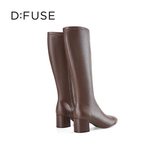 Dfuse迪芙斯冬季新款方头简约粗跟及膝靴瘦瘦长靴DF34117019 商品图3