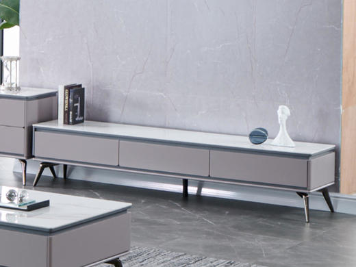 金简 现代简约 电视柜新西兰松木，环保E1板，华润油漆面，黑钵脚，意大利进口岩板[免费送装，偏远地区除外] 商品图1