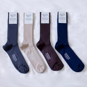 NISHIGUCHI Silk Cotton Ribbed Socks 男款丝绵螺纹长筒袜子