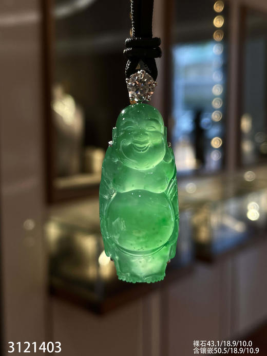 玻璃种木那艳绿佛公吊坠【3121403】具体价格微信咨询 商品图0