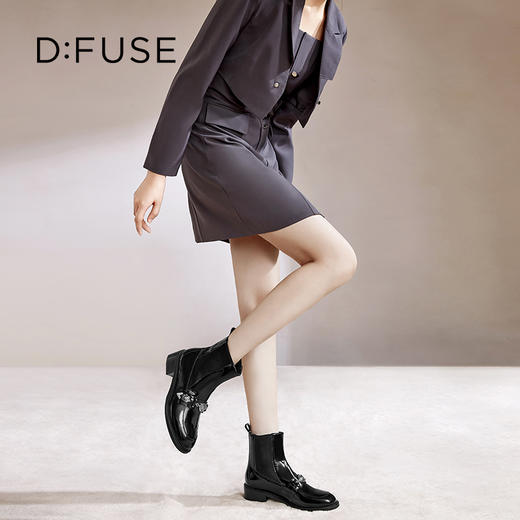Dfuse迪芙斯冬季新款圆头短靴哥特风切尔西靴女DF34116009 商品图7