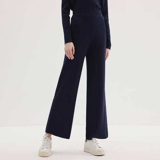 EITIE爱特爱冬季新款女装宽松休闲裤女简约气质针织阔腿裤7201910 商品图1