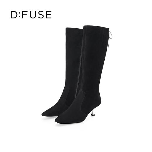 Dfuse迪芙斯冬季款优雅闪钻蝴蝶结细高跟及膝靴长靴DF34117058 商品图6