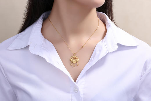 特色纯银亲子款橄榄枝平安锁 商品图4