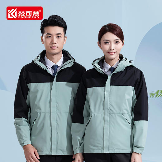 冲锋衣定制工作服棉服秋冬快递外卖员防风工装可拆卸三合一外套 商品图0