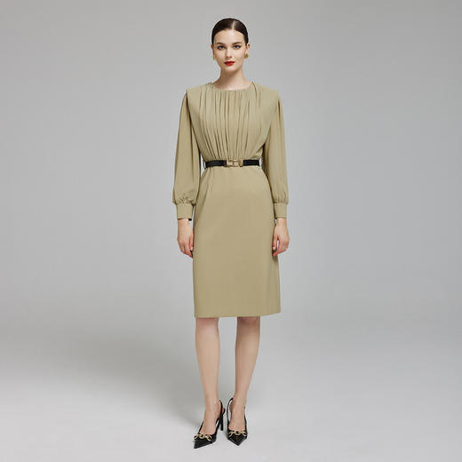 NG834斯尔丽2023秋季立新款体袖玻璃纱袖子时尚职场韩版名媛气质连衣裙 商品图3