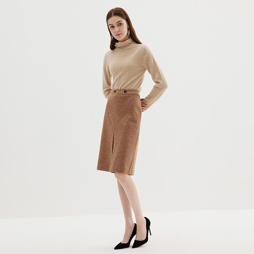 EITIE爱特爱冬季新款100%山羊绒舒适保暖高领套头纯色显瘦针织衫7201906 商品图4