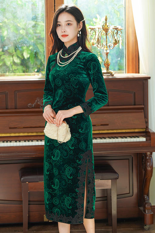 逸红颜明月优选#小高定系列『绿宝石』知否知否，应是绿肥红瘦！贵气古典美学穿搭！ 商品图0