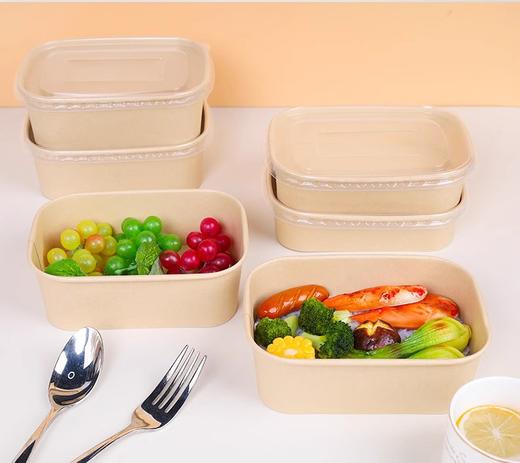 牛皮纸长方盒带盖  880ml  一次性饭盒餐盒外卖打包盒子寿司盒沙拉碗水果野餐盒便当盒 商品图3