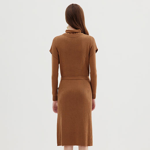 EITIE爱特爱冬季新款时尚高领纯色显瘦两件套针织连衣裙7201909 商品图5