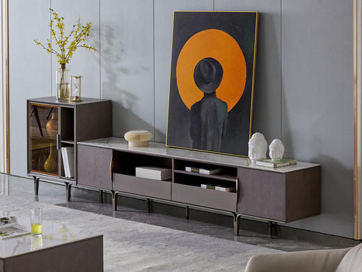 栖居 简 电视柜 板木+钢架+亮光岩板[免费送装，偏远地区除外] 商品图0