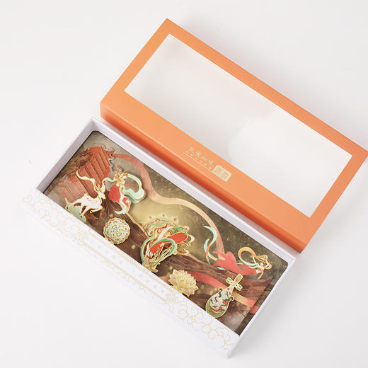 「五件套！礼盒装」敦煌场景国潮文创礼物金属古风书签礼盒装 学生商务礼品送老师文化用品 商品图4