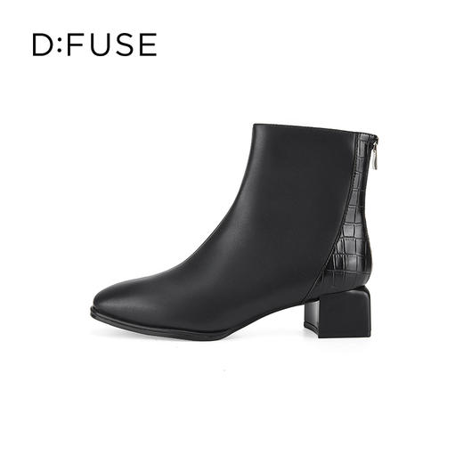 Dfuse迪芙斯冬季新款方头拉链粗跟拼接简约短靴女DF34116160 商品图4