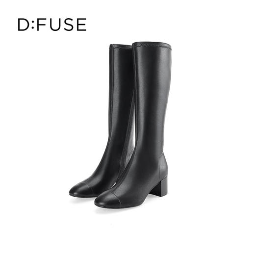 Dfuse迪芙斯冬季新款方头简约粗跟及膝靴瘦瘦长靴DF34117019 商品图5