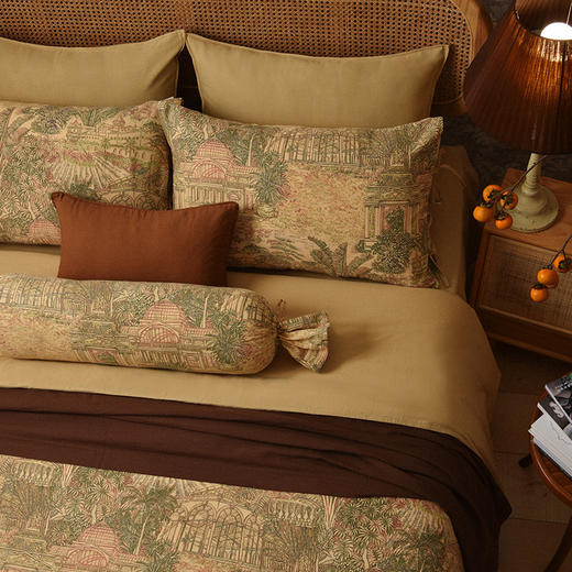 椰林绿意四件套全棉纯棉床单被罩枕头床品轻奢高级感 商品图2